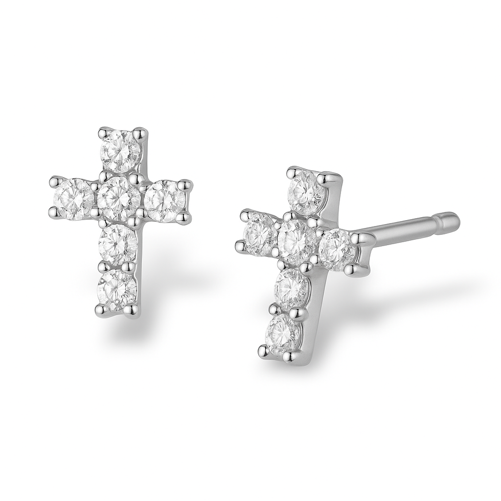 Kreuz Ohrringe 925 Silber